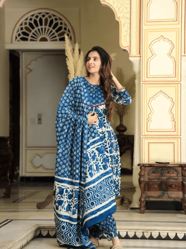 Cotton Suit with Afghani Pant & Dupatta