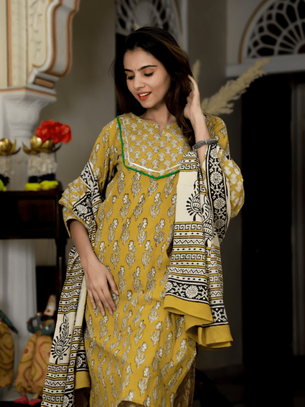 Cotton Suit with Afghani Pant & Dupatta