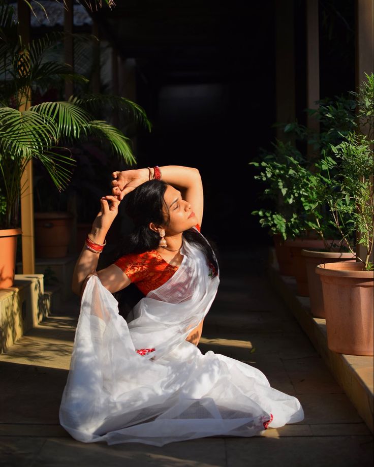 Yoga in saree