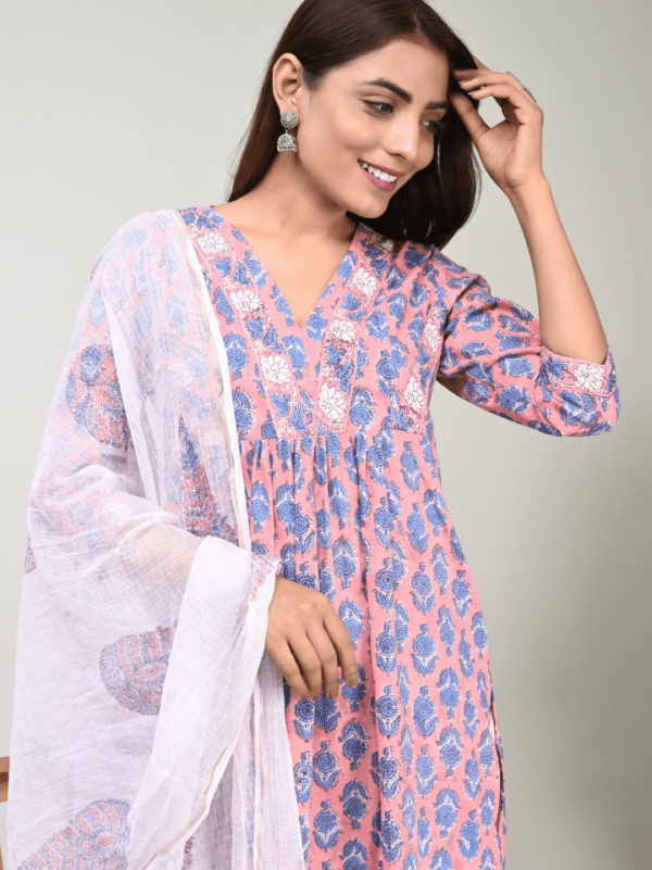 Designer Cotton Suit with Kota Doria Dupatta