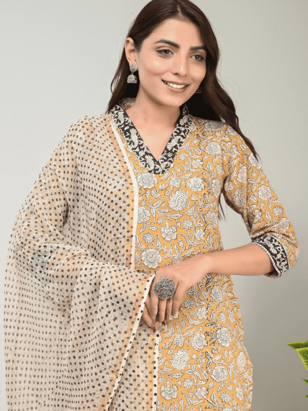 Designer Cotton Suit with Kota Doria Dupatta