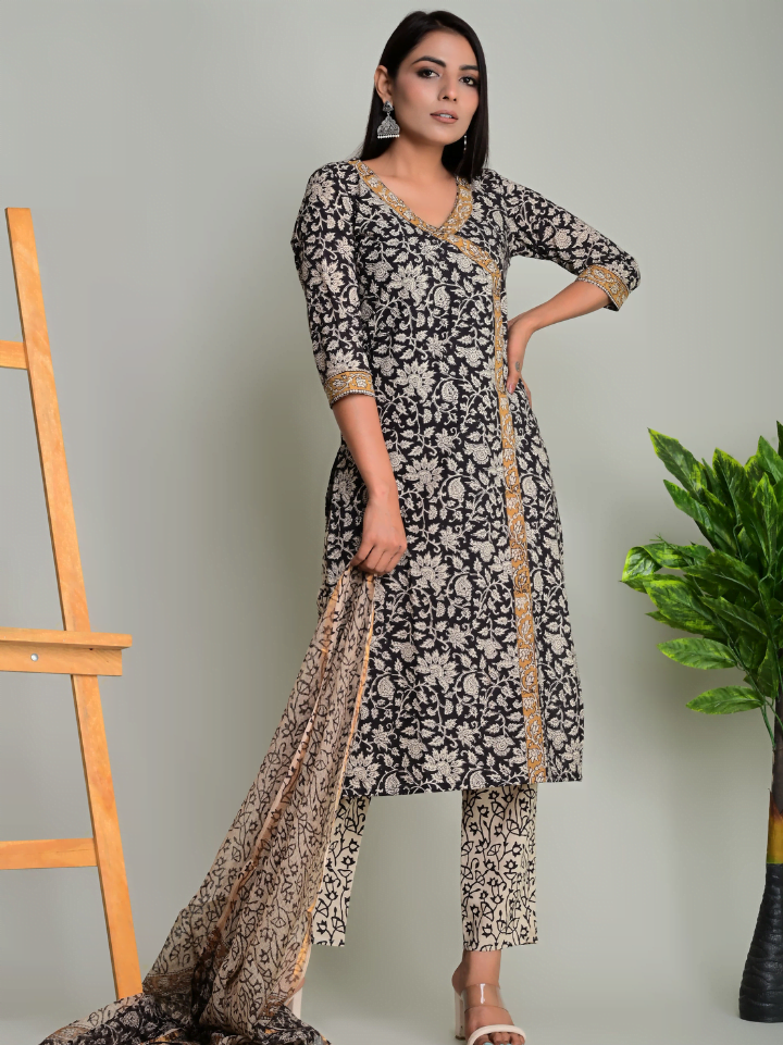 Designer Cotton Suit with Kota Doria Dupatta