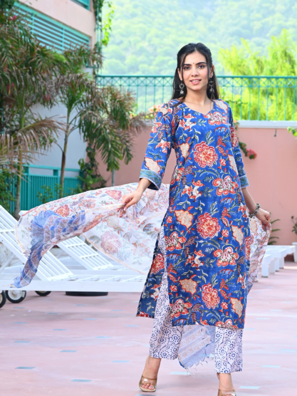 Designer Cotton Suits with Kota Dupatta