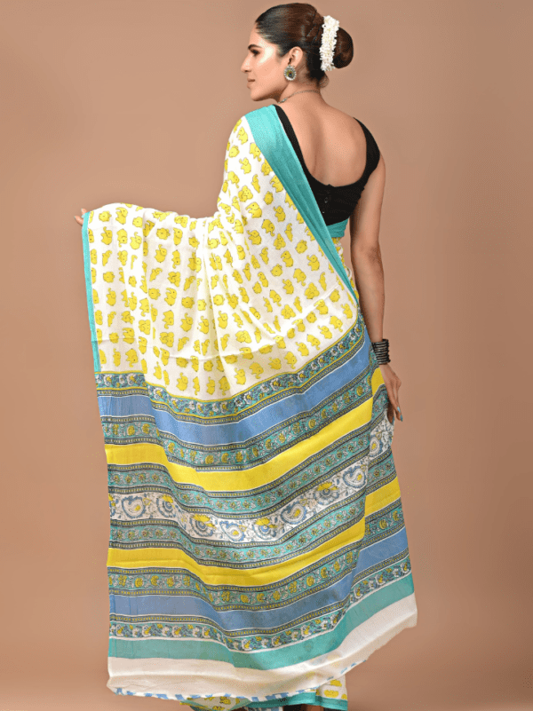 Elephant Print Cotton Saree For Women