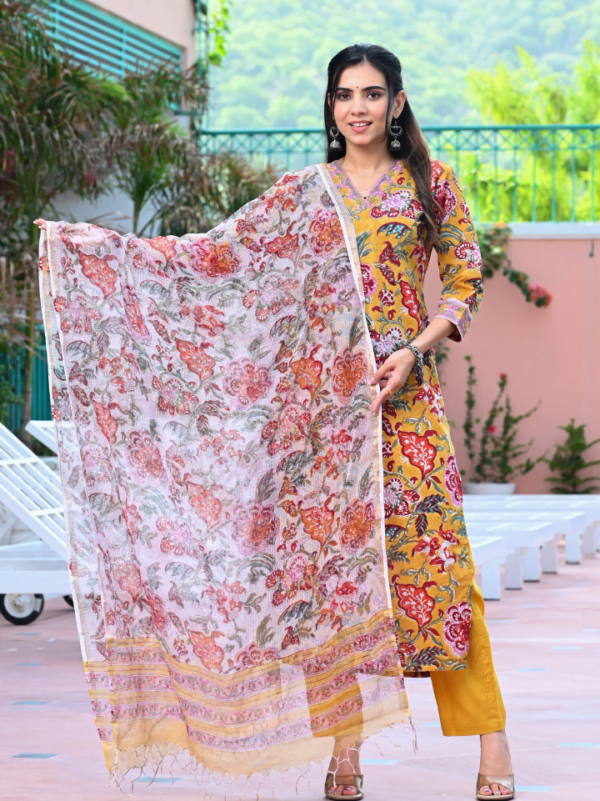 Designer Cotton Suits with Kota Dupatta