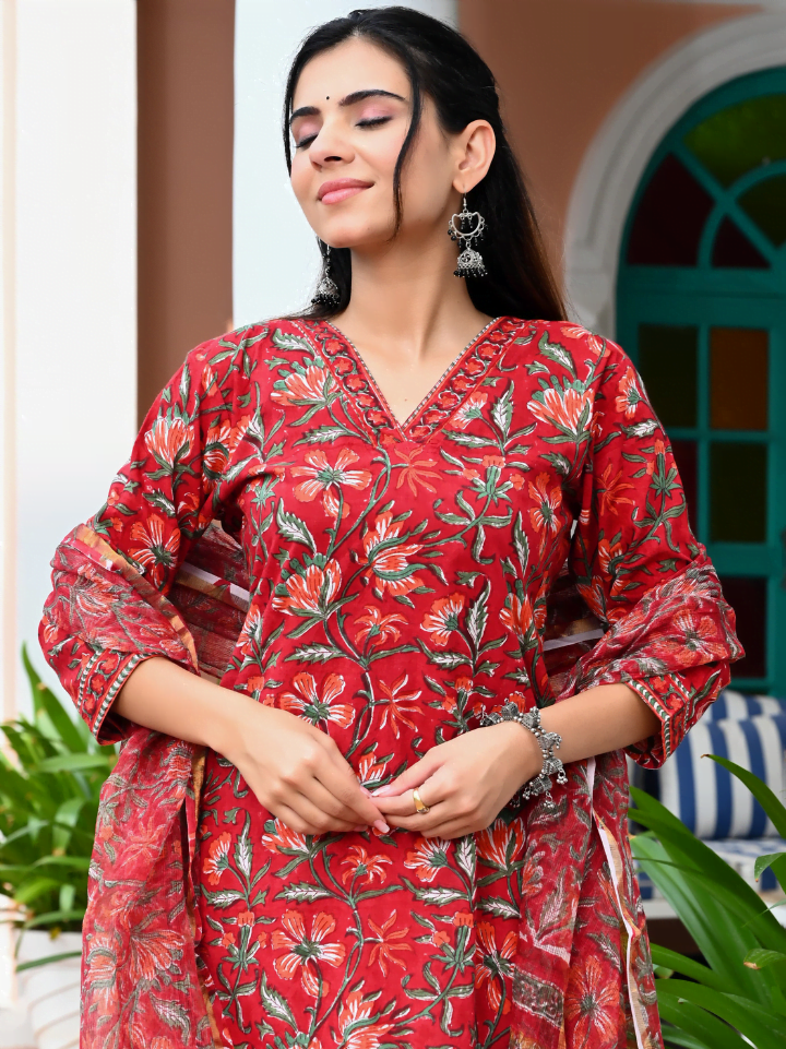 Designer Cotton Suits with Kota Dupatta