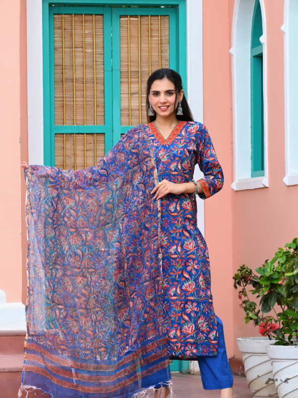 Designer Cotton Suits with Kota Dupatta