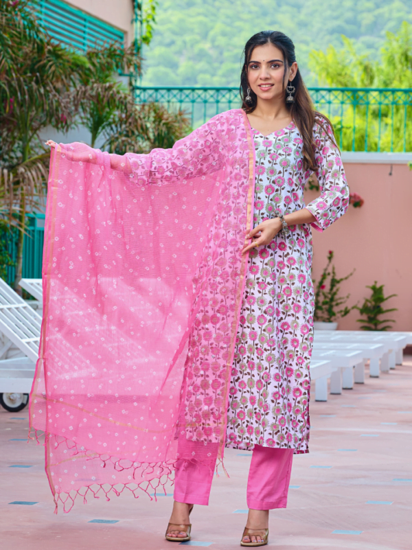 Designer Cotton Suits with Kota Dupatta