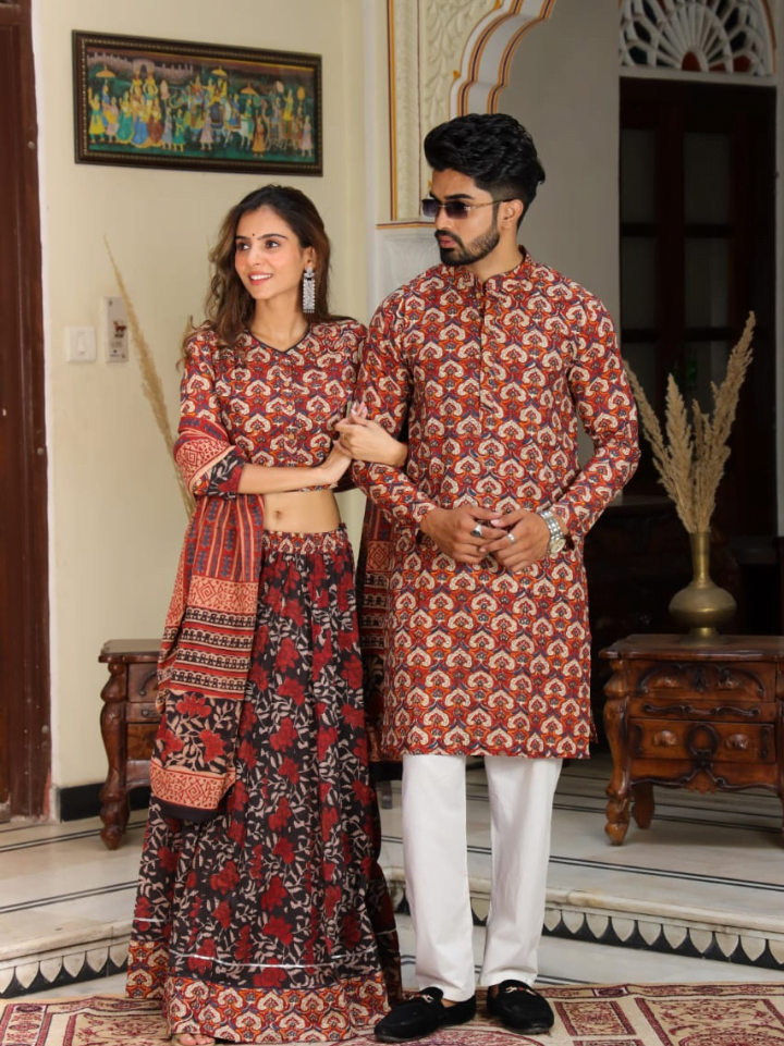 Couple Matching Lehenga and Kurta Combo