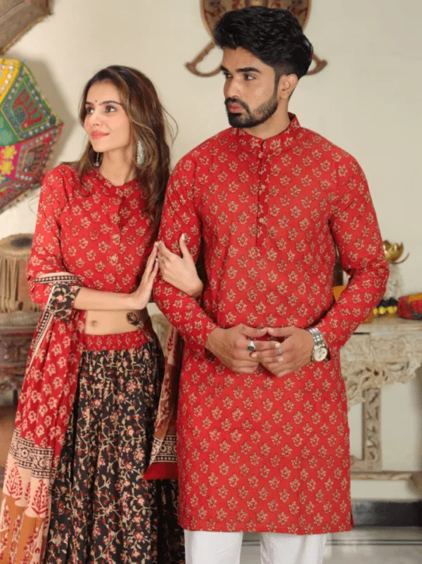 Matching Lehenga Choli & Kurta Combo