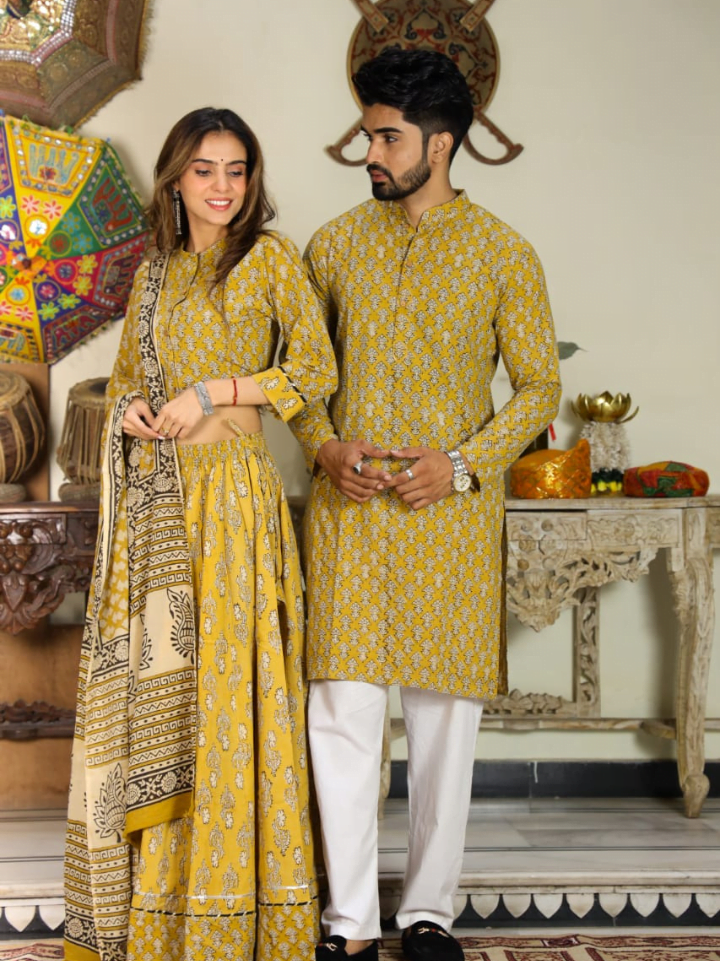 Stylish Couple Matching Lehenga and Kurta Set