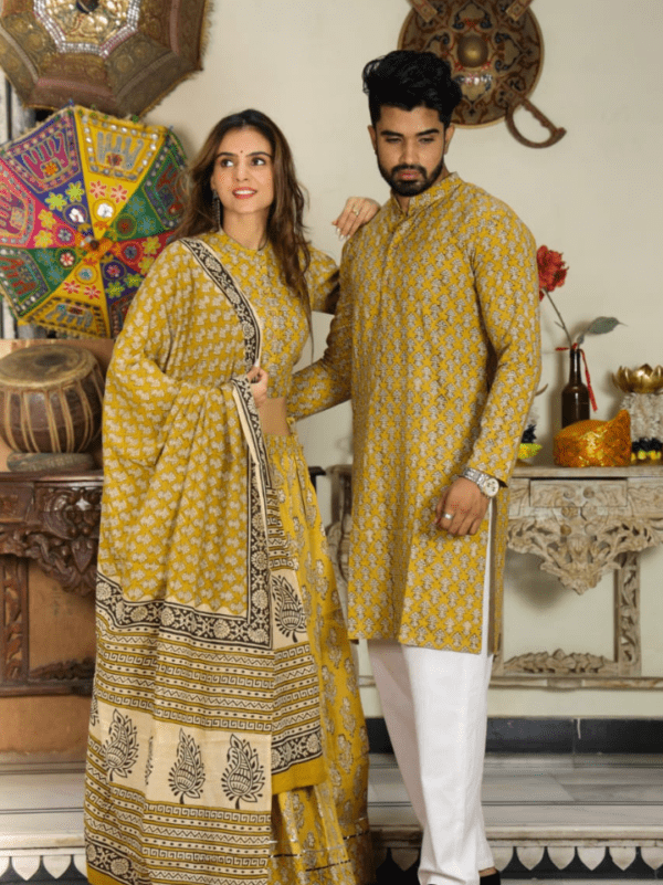 Stylish Couple Matching Lehenga and Kurta Set