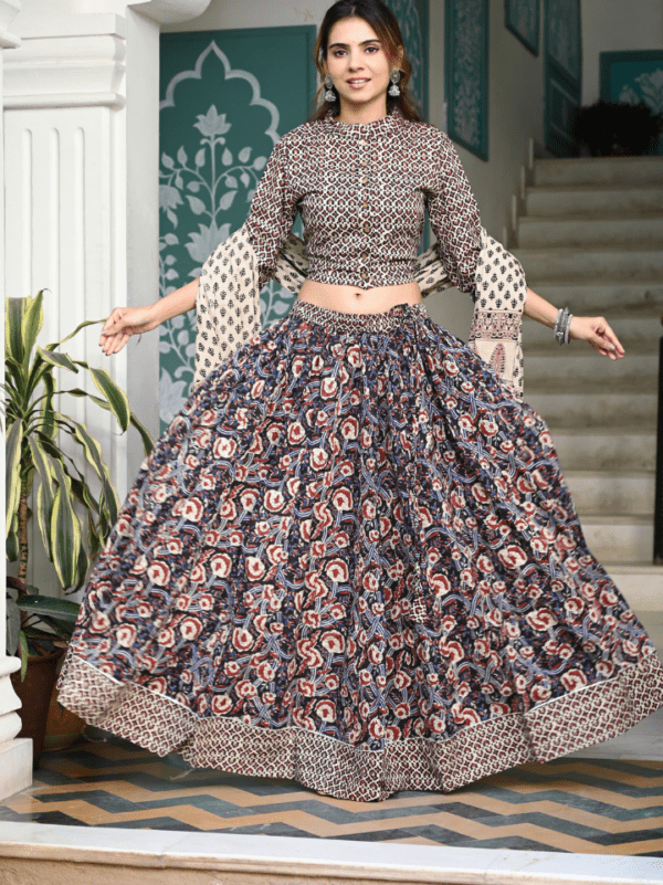 ruffle designer printed lehenga choli