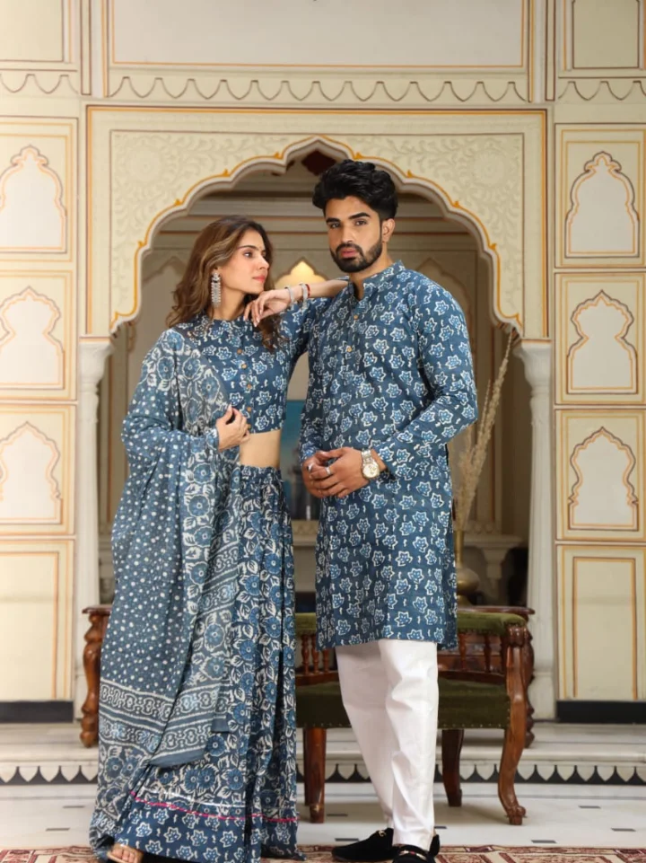 Designer Couple Matching Lehenga & Kurta