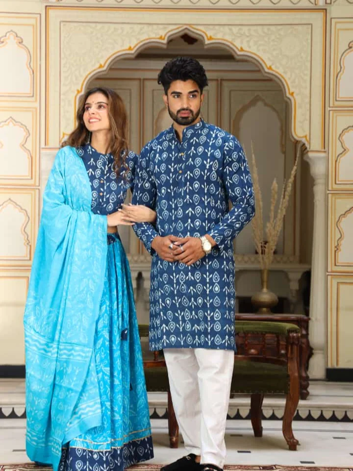Festive Couple Matching Lehenga Choli & Kurta