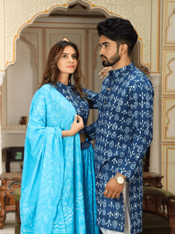 Festive Couple Matching Lehenga Choli & Kurta