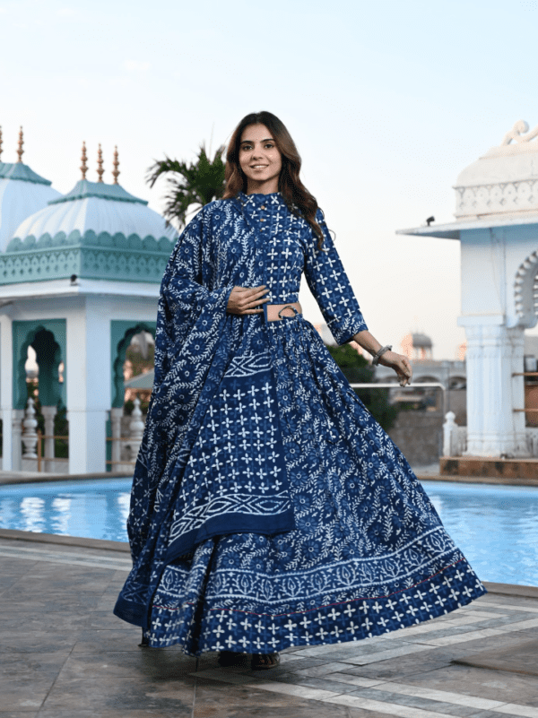 Indigo Print Lehenga Choli