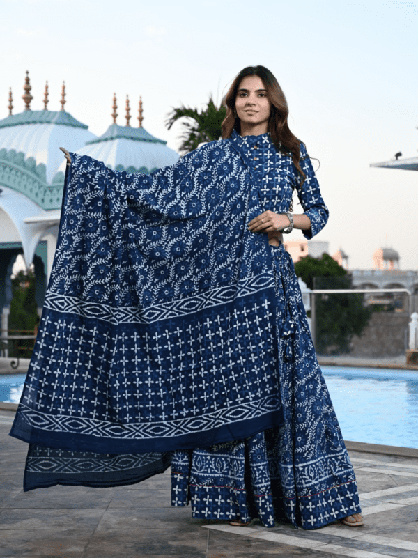 Indigo Print Lehenga Choli