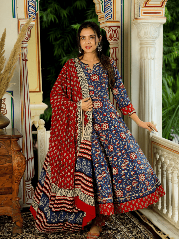 cotton anarkali kurti with dupatta