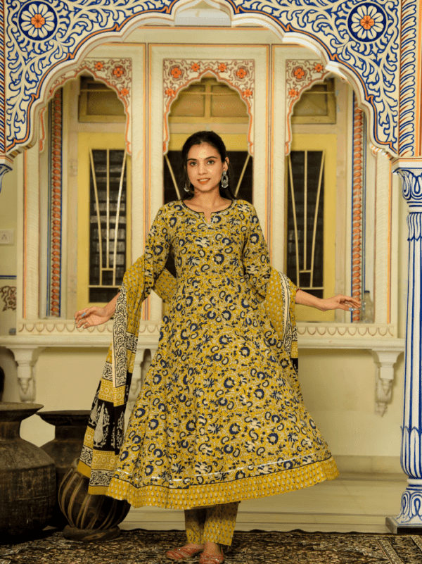 yellow anarkali kurti