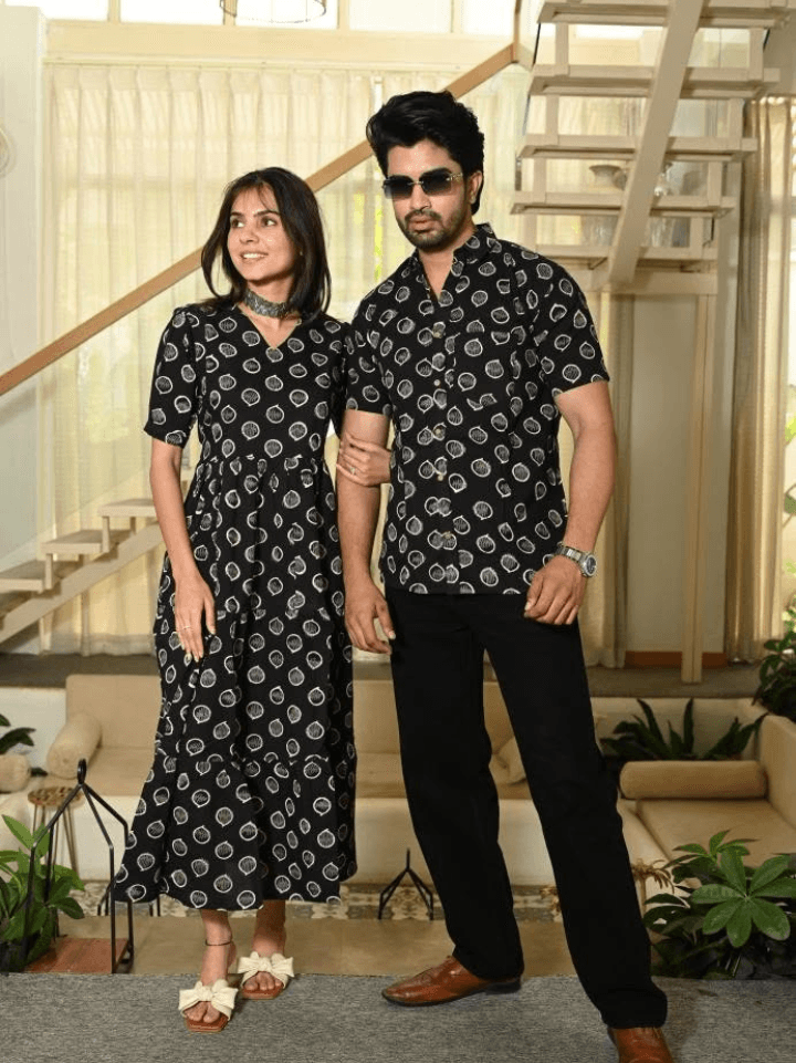 matching wedding reception couple dress