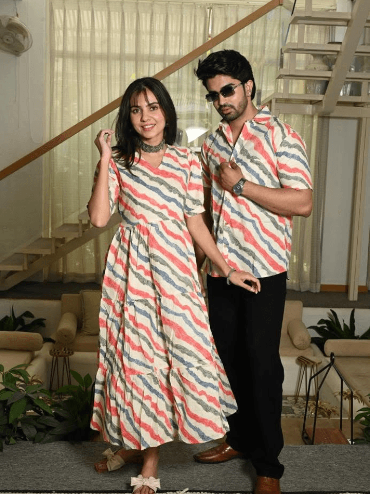 couple wedding dress matching