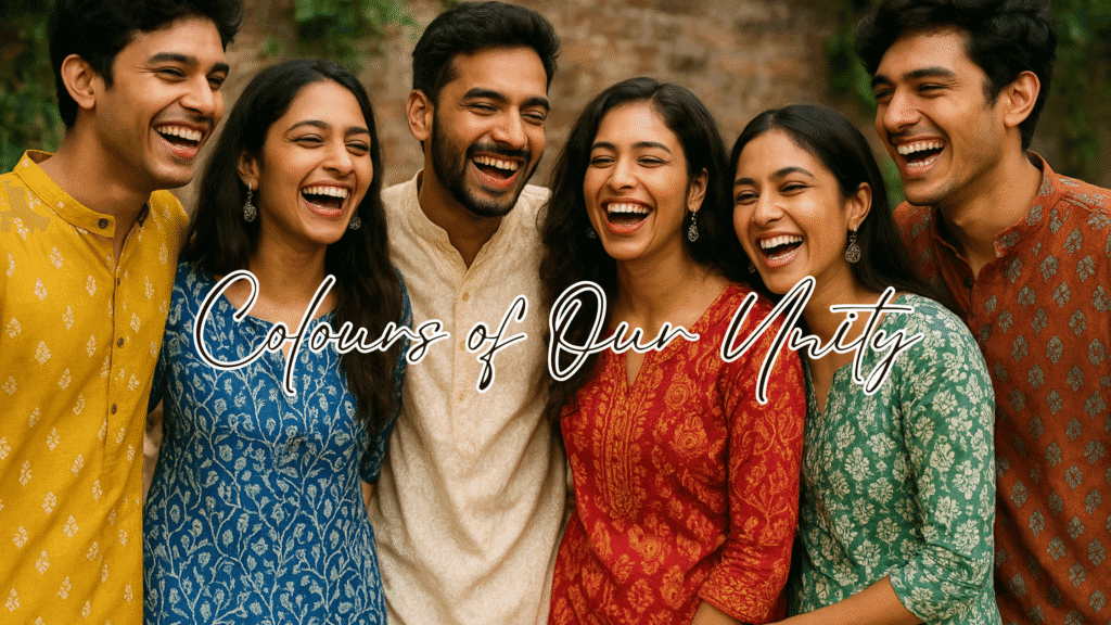 A diverse group of friends celebrating Indian culture on Independence Day