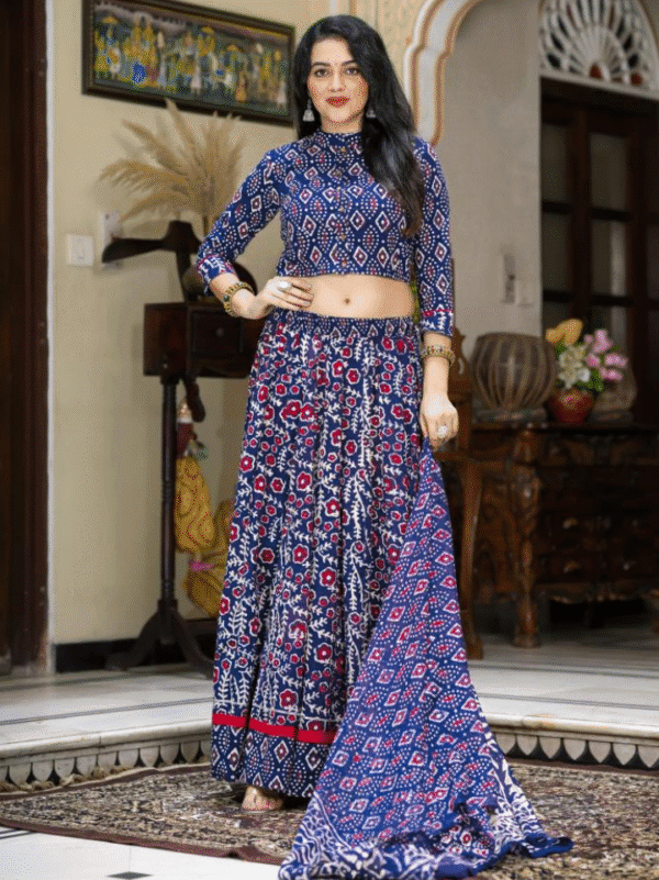 block print cotton lehenga