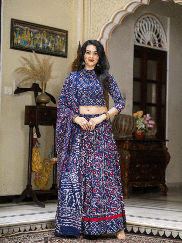 block print cotton lehenga