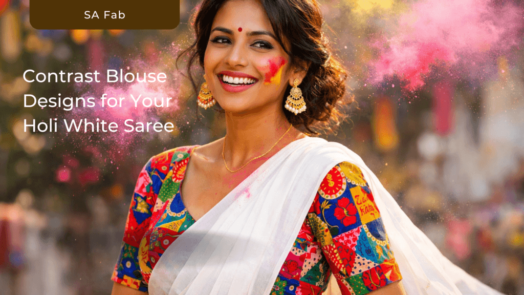 white saree blouse design