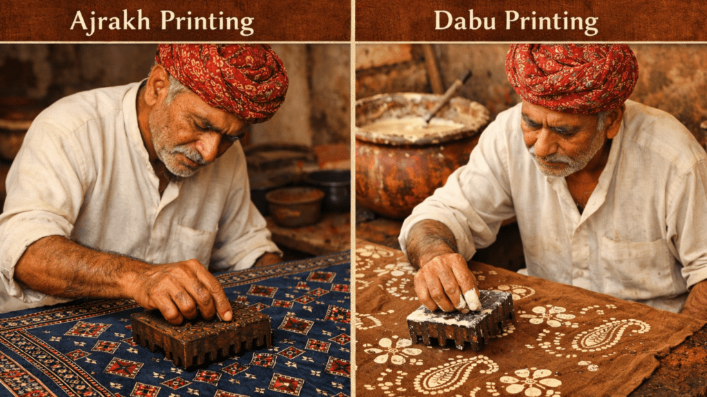 ajrakh vs dabu printing