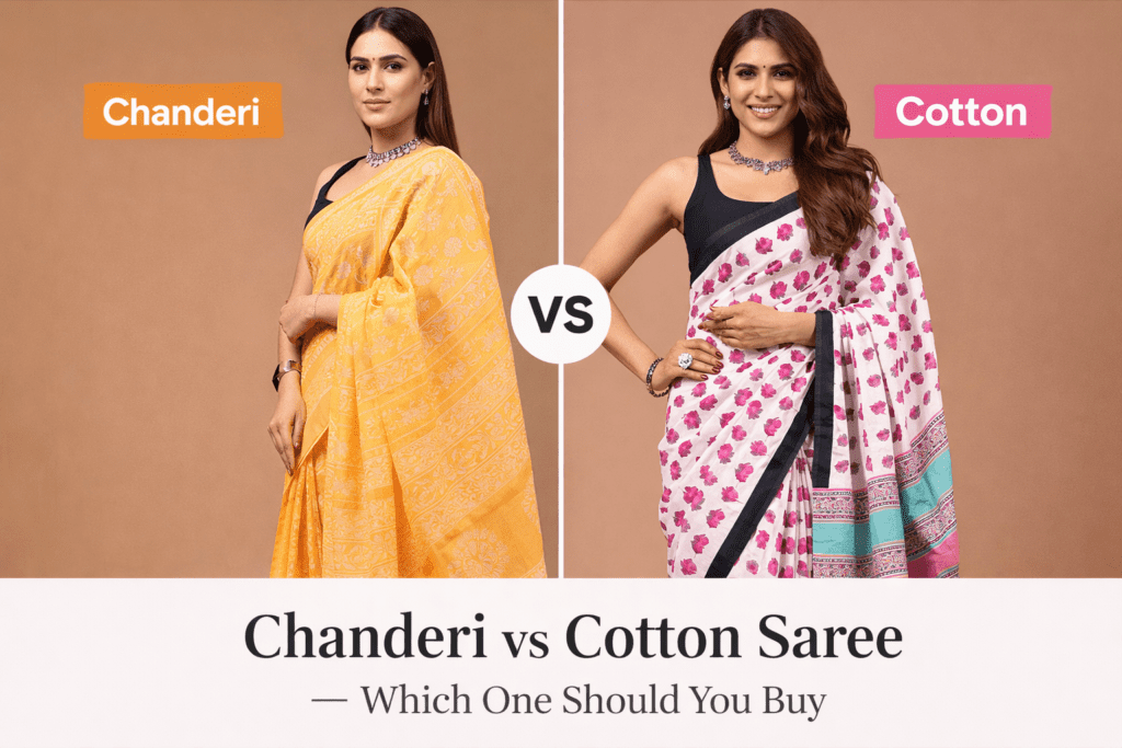 chanderi vs cotton saree