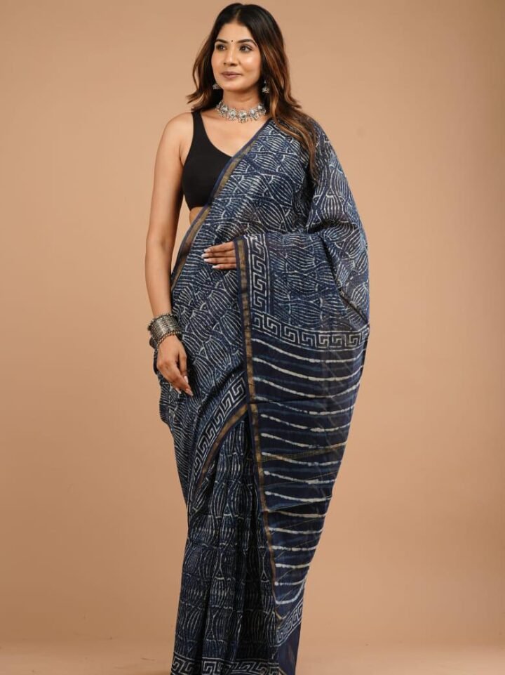 muted purple chanderi kalamkari saree traditional print hand block Bagru Jaipur SA Fab