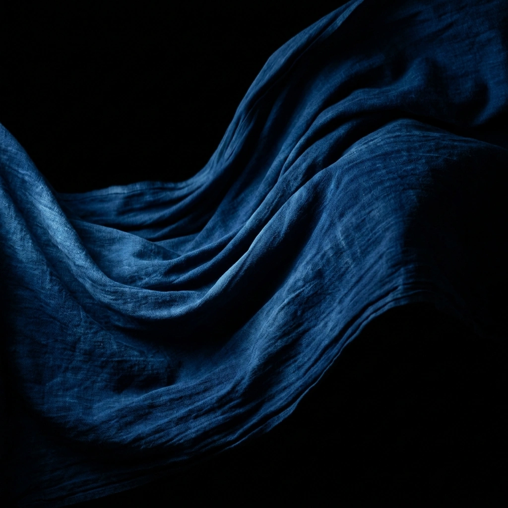 Indigo dyed fabric flowing