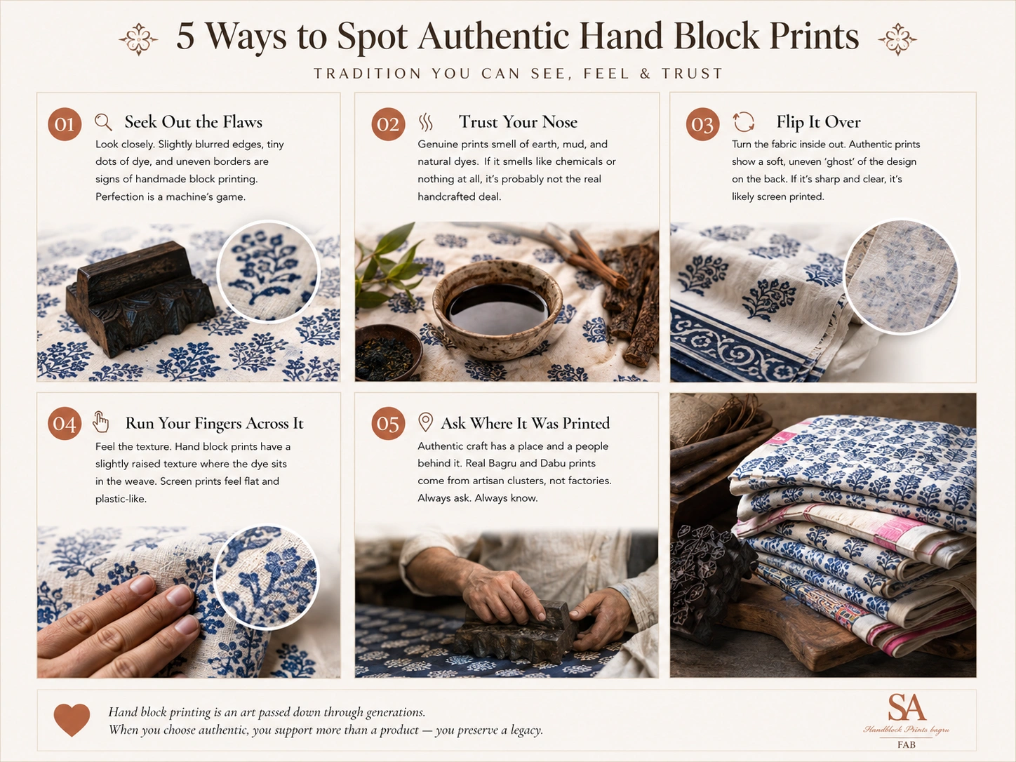 5 Ways to Check Authentic Block Print Infographic