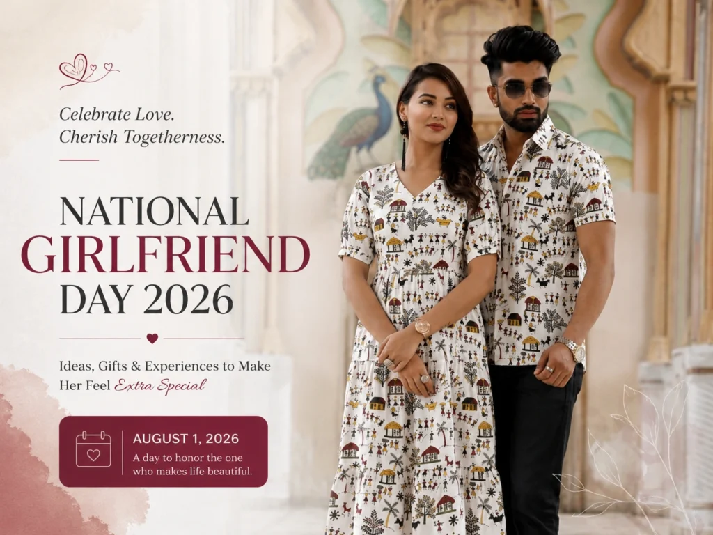 women wearing coordinated hand block printed cotton outfits National Girlfriend Day 2026 Bagru SA Fab